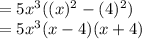 =5x^3((x)^2-(4)^2)\\=5x^3(x-4)(x+4)