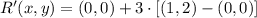 R'(x,y) = (0,0) +3\cdot [(1,2)-(0,0)]