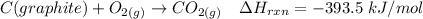 C(graphite) + O_{2(g)} \to CO_{2(g)} \ \ \  \Delta H_{rxn} = -393.5 \ kJ/mol}