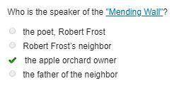 Who is the speaker of the Mending Wall?

O the poet, Robert Frost
O Robert Frost's neighbor
O the
