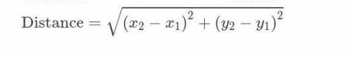 What is the distance between the points (4, -2) and (1, 2)