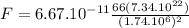F=6.67.10^{-11}\frac{66(7.34.10^{22})}{(1.74.10^{6})^{2}}