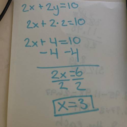 2a) Solve using substitution.

y = 2
2x + 2y = 10
Explain how you got the answer please step by step