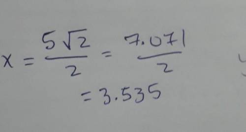 Identify the value of x. Give your answers in the simplest radical form.
