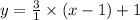 y = \frac{3}{1} \times (x -1) + 1