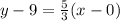 y - 9 = \frac{5}{3}(x - 0)