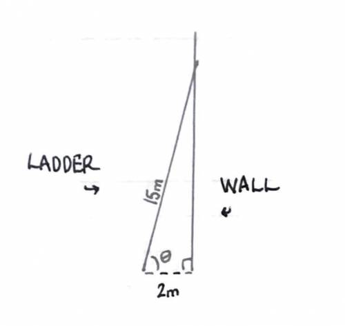 Need help knowing step by step how to find answer!

A ladder is 15 m long. The top of the ladder res