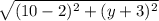 \sqrt{(10-2)^2+(y+3)^2}