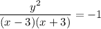\displaystyle \frac{y^2}{(x-3)(x+3)}=-1