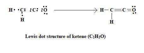 Draw a Lewis structure for ketene, C2H2O , which has a carbon‑carbon double bond. Include all hydrog