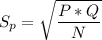 S_p =\sqrt{ \dfrac{P*Q}{N}