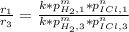 \frac{r_1}{r_3} =\frac{k*p_{H_2,1}^m*p_{ICl,1}^n}{k*p_{H_2,3}^m*p_{ICl,3}^n}