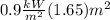 0.9\frac{kW}{m^{2}}(1.65)m^{2}