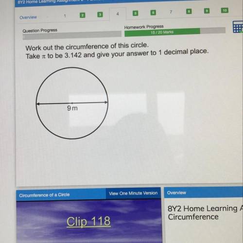 Question Progress

Homework Progress
13/20 Marks
師
80%
Work out the circumference of this circle.
Ta