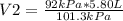 V2=\frac{92 kPa* 5.80 L}{101.3 kPa}