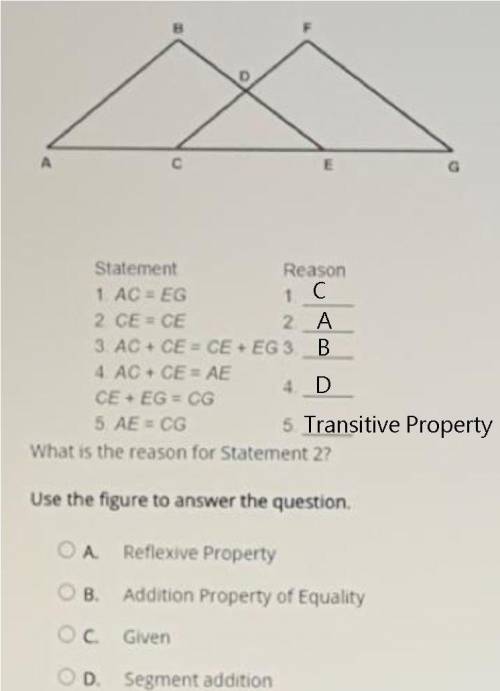 Use the figure of triangles AABE and AFCG along with the information below to answer the following q