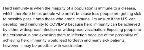 Help needed ASAP

If effective vaccines are taken by enough people, a population can develop “herd i