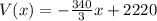 V(x) = -\frac{340}{3}x +2220