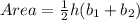 Area=\frac{1}{2}h(b_1+b_2)