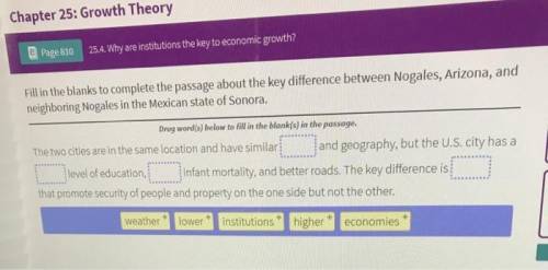 Why are institutions the key to economic growth?

Fill in the blanks to complete the passage about t
