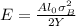 E=\frac{Al_{0}\sigma_{B}^{2}}{2Y}