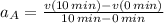 a_{A} = \frac{v(10\,min)-v(0\,min)}{10\,min-0\,min}
