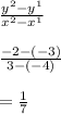 \frac{y^2-y^1}{x^2-x^1} \\\\\frac{-2-(-3)}{3-(-4)} \\\\=\frac{1}{7}