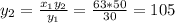 y_{2} = \frac{x_{1}y_{2}}{y_{1}} = \frac{63*50}{30} = 105
