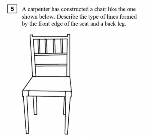 Acarpenter has constructed a chair like the one shown below describe the type of lines formed by the