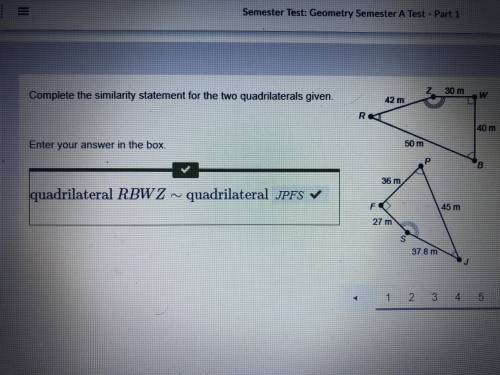 Complete the similarity statement for the two quadrilaterals given.

Enter your answer in the box.
q