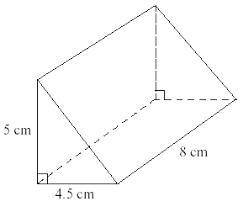 Look at the triangular prism. Work out the volume of the prism.