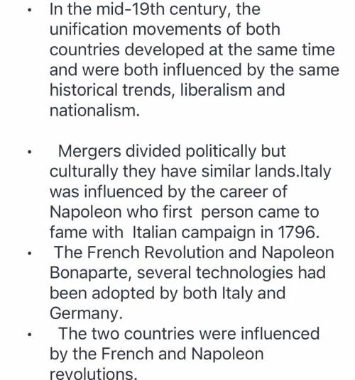Explain one way in which nationalists movements in Italy and Germany were similar in the period 1750