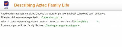 Read each statement carefully. Choose the word or phrase that best completes each sentence. All Azte