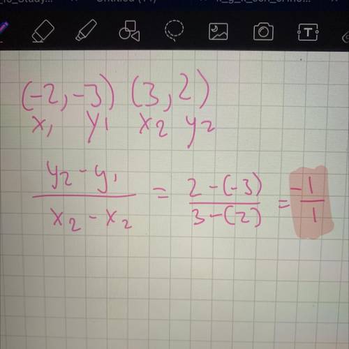 Find the slope of the line that passes through the given points (-2, -3) and (3, 2)