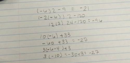 Which expression is equal to 27 when x = -6?

A (-x)2 - 9
B (-2x)2 - 120
C 10(-x) +33
D 3(x-4) + 3