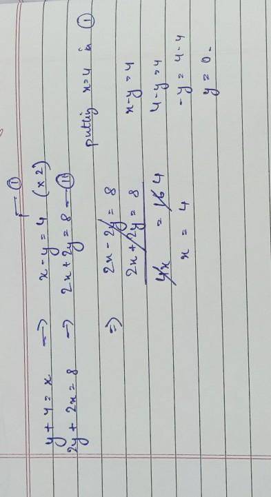 Y+4=x 2y+2x=8PLEASE ANSWER QUICK I HAVE A QUIZ DUE PLS ITS 15 POINTS