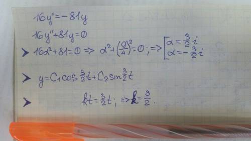 (a) for what values of k does the function y = cos(kt) satisfy the differential equation 16y'' = −81