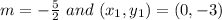 m=-\frac{5}{2}  \ and\  (x_1, y_1)=(0, -3)