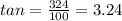 tan=\frac{324}{100} =3.24