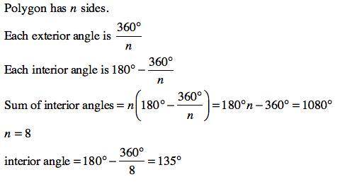 1. The sum of the interior angles of a regular polygon is 1080°.

Part A: Classify the polygon by th