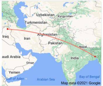How many miles are between Bangladesh and Irbil