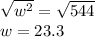 \sqrt{w^2}=\sqrt{544}\\w=23.3