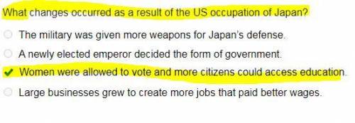 What changes occurred as a result of the u.s. occupation of Japan