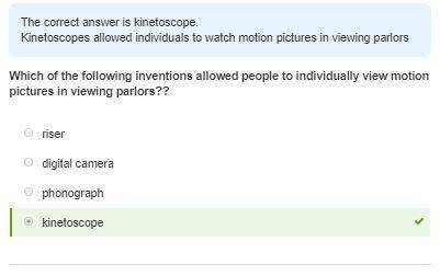 Which of the following inventions allowed people to individually view motion pictures in viewing par