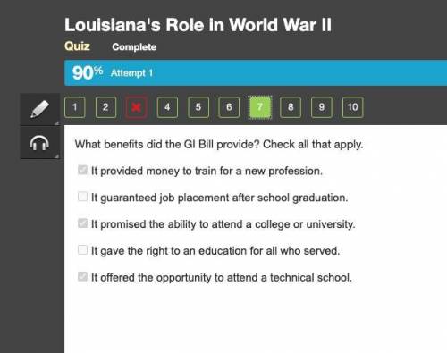 What benefits did the GI Bill provide? Check all that apply.

It provided money to train for a new p