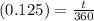 (0.125) = \frac{t}{360}