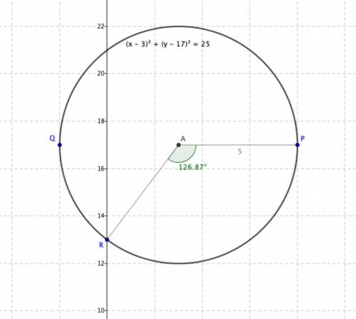 Point P=(8,17) and Q=(-2,17) are the endpoints of the diameter of a circle

a) what is the equation