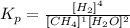 K_p=\frac{[H_2]^4}{[CH_4]^1[H_2O]^2}