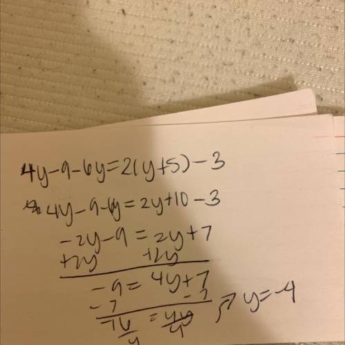 4y - 9 - 6y = 2 (y + 5) -3
Help