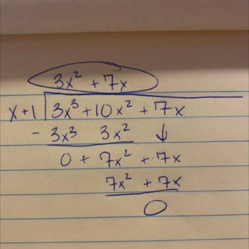 3x^3+10x^2+7x divided by x+1
